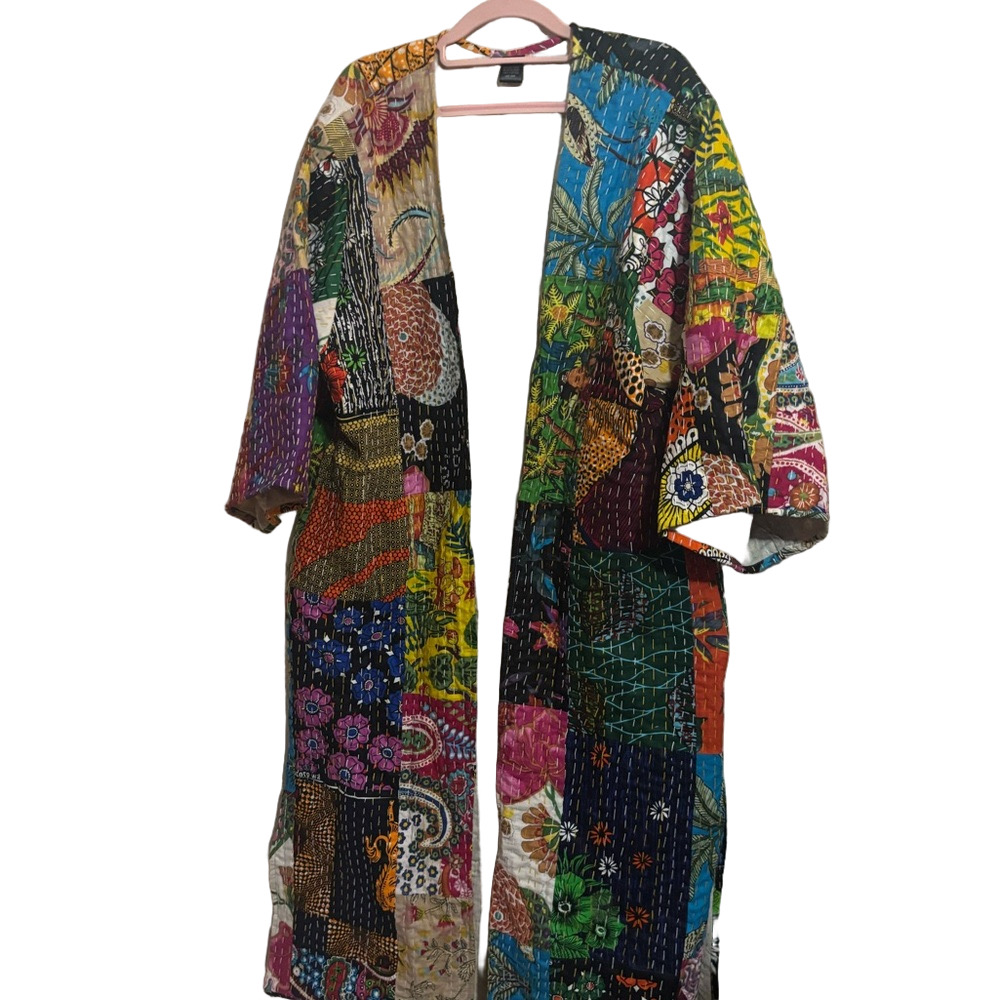 Raj Multicolor Patchwork Kantha Kimono Jacket
